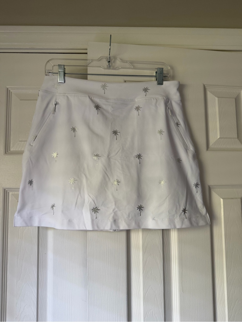 Tommy Bahama White Mini Skort with Silver Palm Print